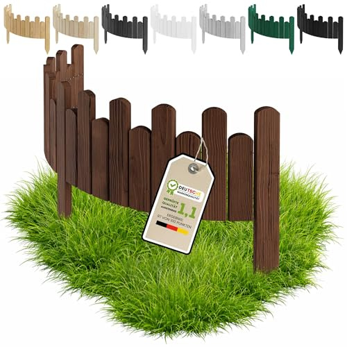 Floranica rabattkant grässnitt 100 cm lång Flexibelt trädgårdsstaket trä rullstaket spjälstaket trästaket palissad klippkant rullkant, Höjd:20 cm, Färg:Brun