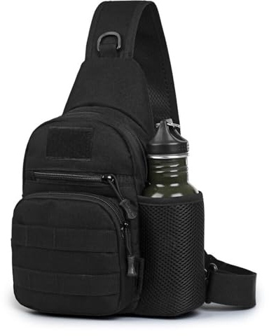 Smilegirl Tactical Military Chest Sling Bag Water Resistant MOLLE Shoulder Backpack Mens One Strap Daypack with Water Bottle Holder for Traveling Cycling Sports Climbing Hiking