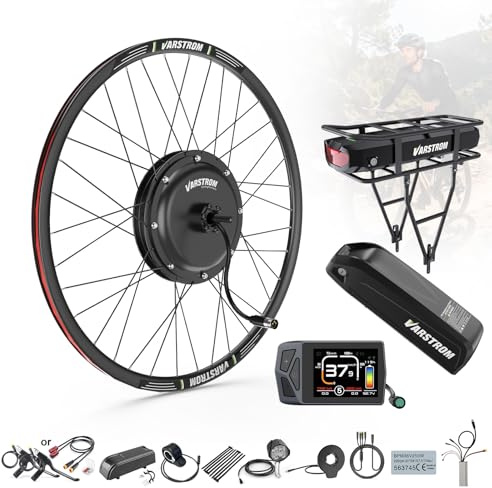 Varstrom 1000W/1500W Ebike Conversion Kit – 48V Front/Rear Wheel Hub Motor Kit for 26/27.5/700C Electric Bike, Disc-Brake, Optional Battery & LCD Display for Mountain City Road Bike