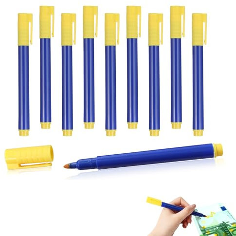10 Stück Geldscheinprüfer Stift - Falschgeld-Prüfstift für USD, Euro, Pfund, Yen, Won | Banknotenprüfgerät mit Soforttest zur Erkennung gefälschter Geldscheine