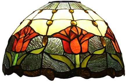 OOMRNV Abat-Jour De Rechange en Verre Teinté De 30,5 Cm De Large, Fait À La Main, Ouverture De 4,2 Cm pour Lampadaire Arqué, Lampe Torche, Suspension, Plafonnier, Ro,Tulip Red