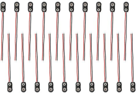 20 Piezas Conector Pila 9V, Conectores Pila 9V, Conectores de Batería con Clips Tipo I, Cable de 15 cm, Conectores para Proyectos Electrónicos, Reparaciones DIY y Aplicaciones Industriales