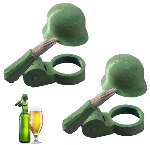 SoeUyd 2 Stück Bierflaschen Helm, Soldat Salut Bierflasche Helm, Bierflaschenhelm mit Soldatengruß, Soldier Salute Bierflaschenhelm, Wiederverwendbarer, Dekorativer Bierflaschenhelm