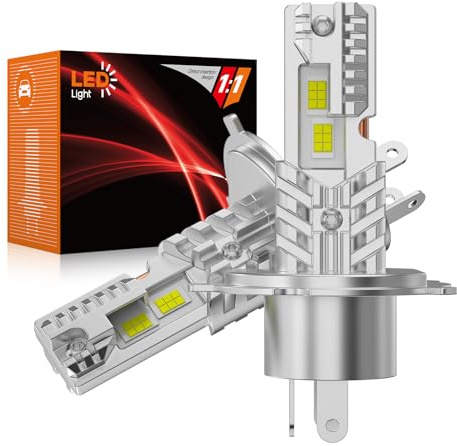 PAERKU Bombillas LED H4 Luz Alta y Baja para Coche y Moto, 6500K Blanco Frío 18000LM 600% Más Brillante lampara LED H4/9003/HB2, Diseño sin ventilador, Plug and Play (Paquete de 2)