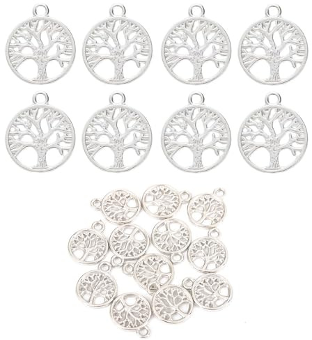 20 Pezzi Ciondoli Albero della Vita in Metallo, Argento per Bomboniere e Regali, Perfetti per Creare Bracciali, Pendenti e Collane Artigianali