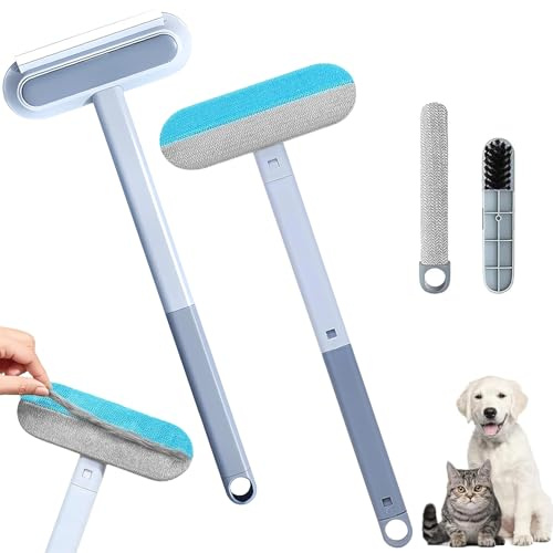 Lot de 2 brosses anti-peluches 3 en 1 pour animaux de compagnie, multifonction et réutilisable, pour vêtements, tapis, verre, voitures