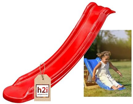 h2i Tobogán infantil para jardín, tobogán de cultivo para exteriores, tobogán de jardín para torre de juego y estructura de escalada, tobogán estable y resistente a la intemperie, rojo