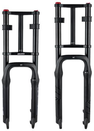 AADDFDD Mountainbike-Luftfedergabel 20 26 Zoll 4.0 Reifen Fatbike-Gabel Federweg 160 mm 1-1/8 Zoll Gerade Schnee-/Strand-/E-Bike-Doppelbrücken-Vorderradgabel XC/AM 9 * 135 mm QR Manuelle V