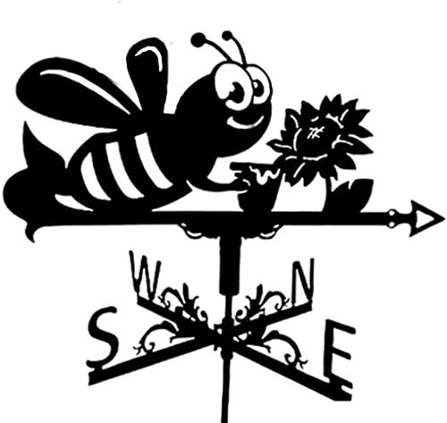 CLRAWSHB Girouette en Forme d'abeille, girouette en Acier Inoxydable, Motif rétro en Forme d'abeille Creuse, décoration pour Toit de Jardin extérieur
