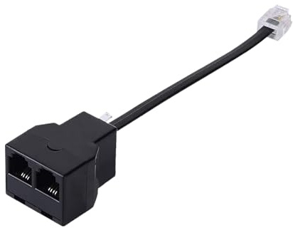 Phone Splitter Landline Adapter, Two-Way Converter Telephone Cable, Double Port Jack Connector, Compact Wire Extension Hub, Ideal Fax Machine, Modem, DSL, Office, Home Communication Use