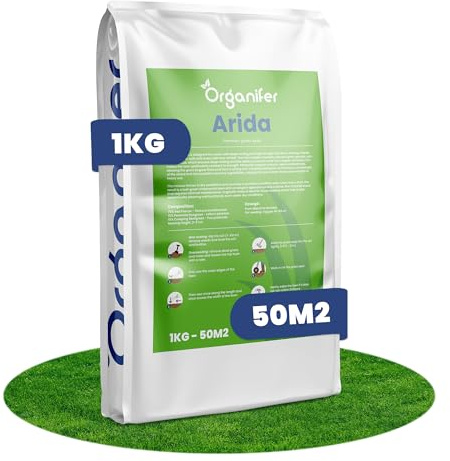 Grains De Gazon Résistants À La Sécheresse - Arida - 1 Kg = 50 M2 - Résistantes À La Chaleur Et À La Sécheresse - Idéales Pour Les Sols Sablonneux Et Les Terrains De Sport - Organifer