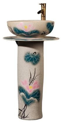 Lavabo sur colonne Lavabo sur colonne intégré avec robinet et kit de vidange pied for terrasse, balcon, salle bain