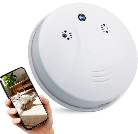 XCOUI Smoke Detector Hidden Camera Wireless Spy Nanny Cam 1080P FHD WiFi Cameras with Real-Time View Motion Detection Night Vision for Home Indoor Security No Audio