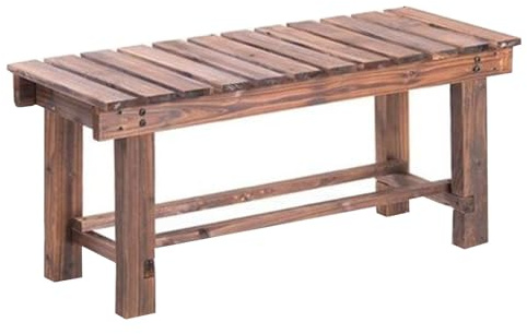 Banc d'extérieur en bois pour 2 à 3 personnes résistant aux intempéries sans dossier Capacité de 300 kg Parfait pour terrasse, cour, parc et présentation de fleurs (150 cm)