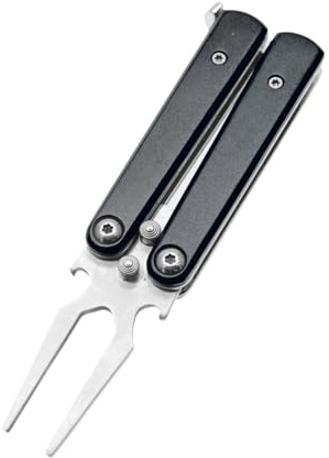 Aymzbd Golf Divot Repair Tool Klappbares Golf Green Zubehör Edelstahl Aluminium Werkzeug Ballmarker Multitool für Golfer Green Geschenk, Schwarz