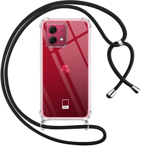 Pnakqil Funda para Motorola Moto G84 5G con Cuerda, Carcasa Transparente Silicona Colgar Collar Correa de Cuello Cadena Cordón para Motorola Moto G84 5G 6,5 Fundas, Negro