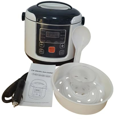 Arrocera eléctrica de cocción rápida de 2 L para coche, para camping, caravana, auto, 12 V, para coches, 22 x 22 x 23 cm