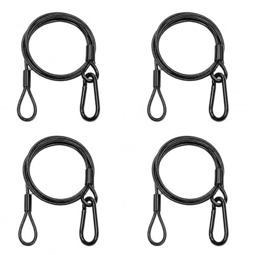 NLIGHTING Cavo di Sicurezza in Acciaio 76 cm Kit 4 Pezzi, Safety Cable con Moschettone per Luci Palco, Truss e Attrezzature Sceniche, Cordino Sicurezza Fari DJ