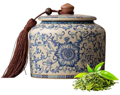 Japanese Porcelain Tea Caddy, Vintage Coffee Can Storage Jar | Portable Traditional Storage Jar Airtight，Decorative Organizer for Candy Jars