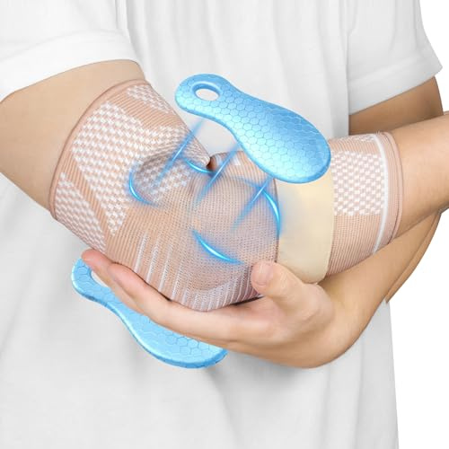 Fefod Coderas Epicondilitis, Cinta de Codo Tenista con Almohadilla de Silicona, Coderas para Tendinitis con Ajustable Correas, Coderas de Golfista para Hombre y Mujer para Tendinitis Alivio del Dolor