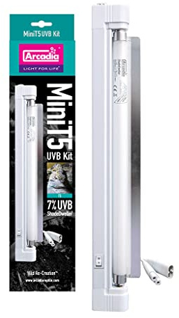 Arcadia Reptile - ShadeDweller MiniT5 UVB Kit - 7% UVB, 8 Watt - Easy To Use & Install - Built In Reflector - Includes Fitting Kit & Link Cable - Suitable For Crepuscular Species