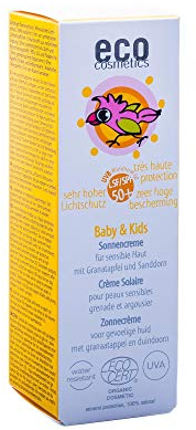 eco cosmetics Baby Sonnencreme LSF50+, wasserfest, vegan, ohne Mikroplastik, Naturkosmetik für Gesicht und Körper, 1 x 50ml