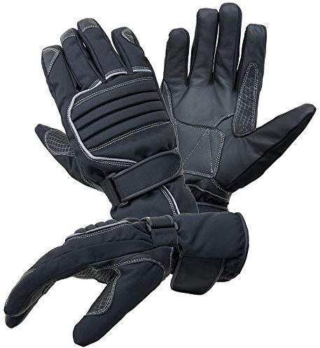 PROANTI Motorradhandschuhe Regen Winter | wasserdicht mit Membrane | gefüttert für mehr Komfort | Handfläche aus weichem Rindsleder | Soft-Protektor für Knöchelschutz | reflektierender Streifen | XS