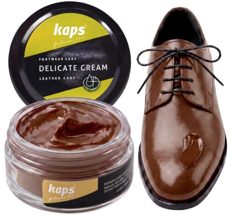 Kaps Leather Shoe Cream - Shoe Care Polish and Colour Conditioner | Refreshes Appearance | For Boots, Handbags, Furniture | Intensive Leather Care and Nourishing | 70 + Shades 50ml