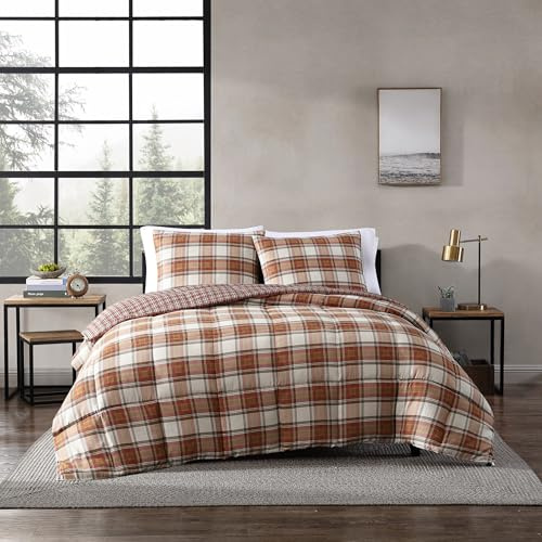 Eddie Bauer - King Duvet Cover Set, Reversible Cotton Bedding with Matching Shams, Stylish Home Decor for All Seasons (Edgewood Red, King)