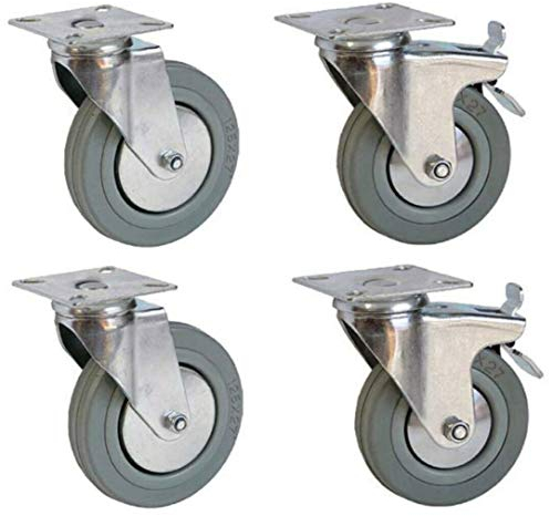 4 Stück Möbelrollen 2 Möbelrollen mit Bremse, 2 Möbelrollen Lenkrollen Transportrollen 125mm Transportrolle Rollen Laufrollen Schwerlastrollen 100 kg