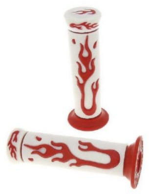 Universal Lenkergriffe Griffe Flame weiß rot Roller Scooter Motorrad