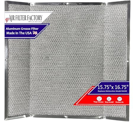 Air Filter Factory Replacement For KA240 KitchenAire 15.75 x 16.75 x 0.37 Inches Range Hood Filter Aluminum Mesh Grease Range Vent Hood Filter