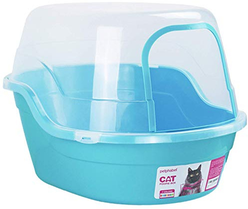 Petphabet Jumbo Hooded Cat Litter Box, XXL 63x48x43cm, Extral Large, Teal