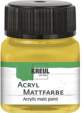 KREUL 75230 - Acryl Mattfarbe, gold im 20 ml Glas, cremig deckende, schnelltrocknende Farbe auf Wasserbasis, für viele verschiedene Untergründe geeignet