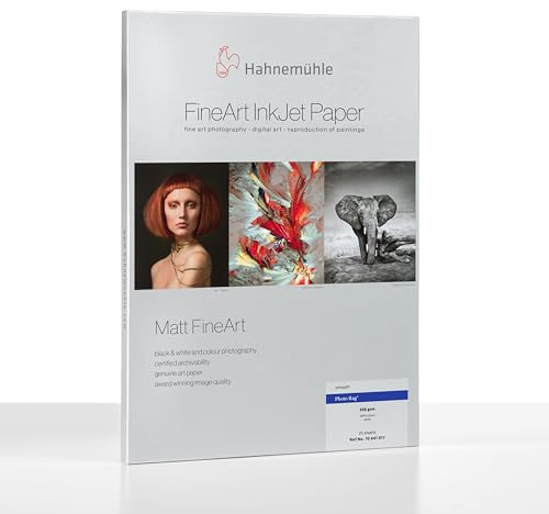 Hahnem?hle 10641617 Digital FineArt Photo Rag Papier, 308 g/m?, DIN A3+, 329 x 483 mm, wei?