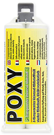 PETEC POXY 2 Komponenten Kleber extra stark Epoxidharz Klebstoff transparent 50 ml Doppelkartusche. Zum Kleben von Metall, Kunststoff, Glas Holz 98050