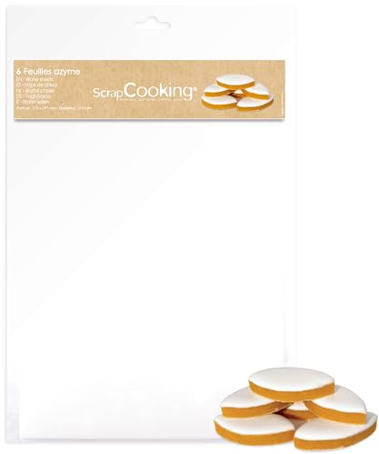 ScrapCooking - 6 Papier Plaques Feuilles Azyme Blanches Alimentaire - Pour Pâtisseries, Nougats, Calissons, Décoration Gâteaux Feutre - Format A4 21 x 29,7 cm - 7300