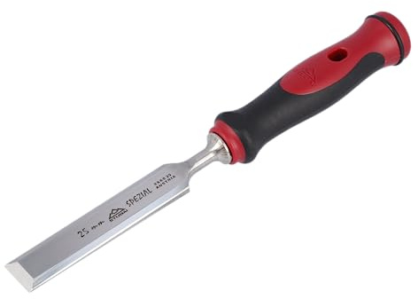 Stemmeisen mit rot-schwarzem 2K-Griff, 25mm, Stubai Profi Stechbeitel zur präzisen Holzbearbeitung, Stecheisen für Schreiner Tischler