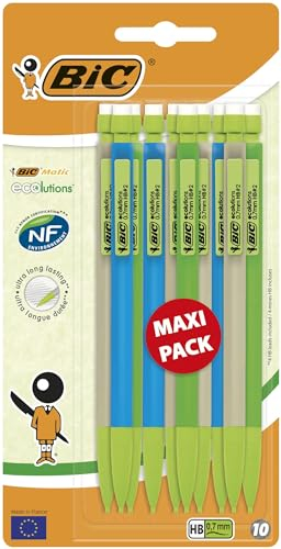 BIC Matic ECOlutions Porte-Mines Labellisé NF Environnement - 0,7 mm HB, Couleurs Du Corps Assorties, Blister de 10
