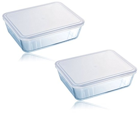 Pyrex Cook & Store 2 Piece 1.5L Rectangular Glass Baking Dish With Plastic Lid