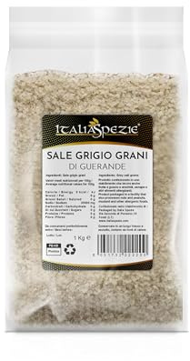 ITALIA SPEZIE - Sale grigio di Guerande in grani - 1 Kg, Sale Celtico o Bretone, sale naturale 100% non raffinato