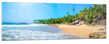 Moderne Impression sur Verre 160x50cm Image Tableau en Verre Decoration Murale Île paysage maledivy liberté Grand XXL Tableaux Decoratifs Muraux Chambre Panoramique Deco Cadre Salon Art GAB160x50-2391