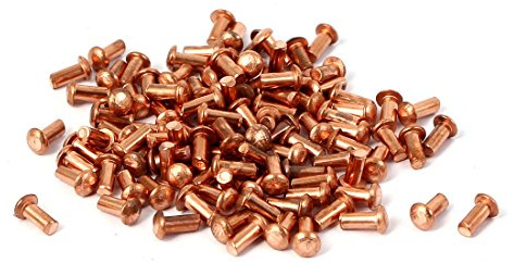 sourcing map 5mm lang 2mm x 4mm gerade Schaft Kupfer massiv Nieten Verschluss Gold Ton 100PCS DE de