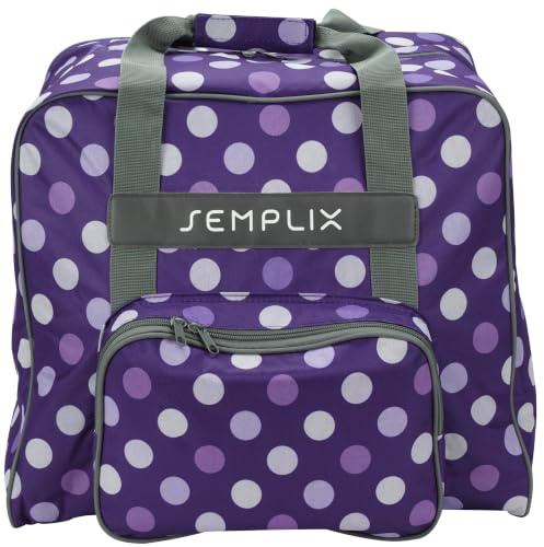 SEMPLIX Overlocktasche/Coverlocktasche Polka Dots, Groß, Stabil, für Transport/Aufbewahrung Aller gängiger Maschinen, Lila/Flieder 44x38x33 cm