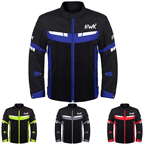 HWK Mesh Motorcycle Jacket Riding Air Motorbike Jacket Biker CE Armored Breathable (XXX-Large, Blue)
