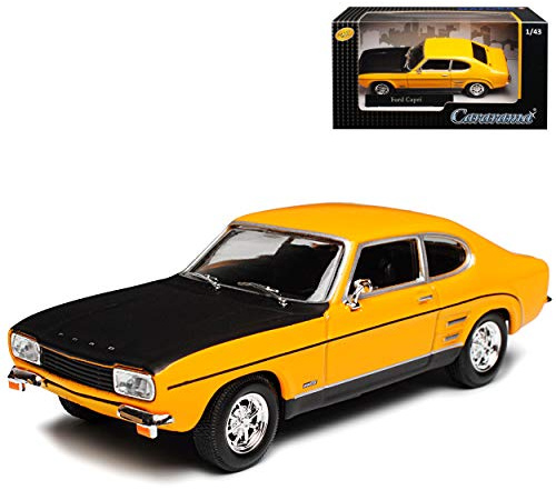 Cararama Ford Capri RS I 1. Generation Coupe Gelb Orange mit Schwarz 1968-1973 1/43 Modell Auto mit individiuellem Wunschkennzeichen