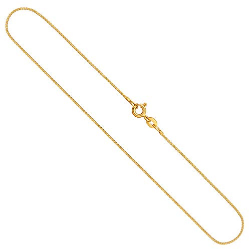 EDELIND Sehr feine Goldkette Damen Mädchen Herren 333 585 750 Gold Venezianerkette 0.8mm Halskette 8 14 18 K Gelbgold Goldkette mit Schmuck Geschenkbox