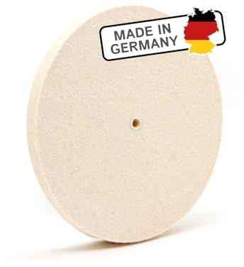 Polierscheibe für Schleifbock aus Filz (95% Wolle) mit Loch, Ø 100 mm, 10 mm dick, Polierfilz für Winkelschleifer und Drechselbank, Schleifbockscheibe aus Wollfilz – Made in Germany