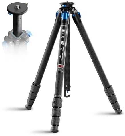SIRUI AM124 Stativ Carbon Kamera mit dreieckiger Mittelsäule, leichtes Reisestativ Dreibein-Stative Tripod für Kamera, Outdoor, 4 Abschnitte, wasserdicht, 159 cm, Belastung 12 kg