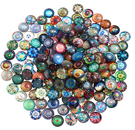 Healifty 100 stücke Mosaik gedruckt Bild Glas halbrunde Dome cabochons Fliesen für schmuck Machen 14mm